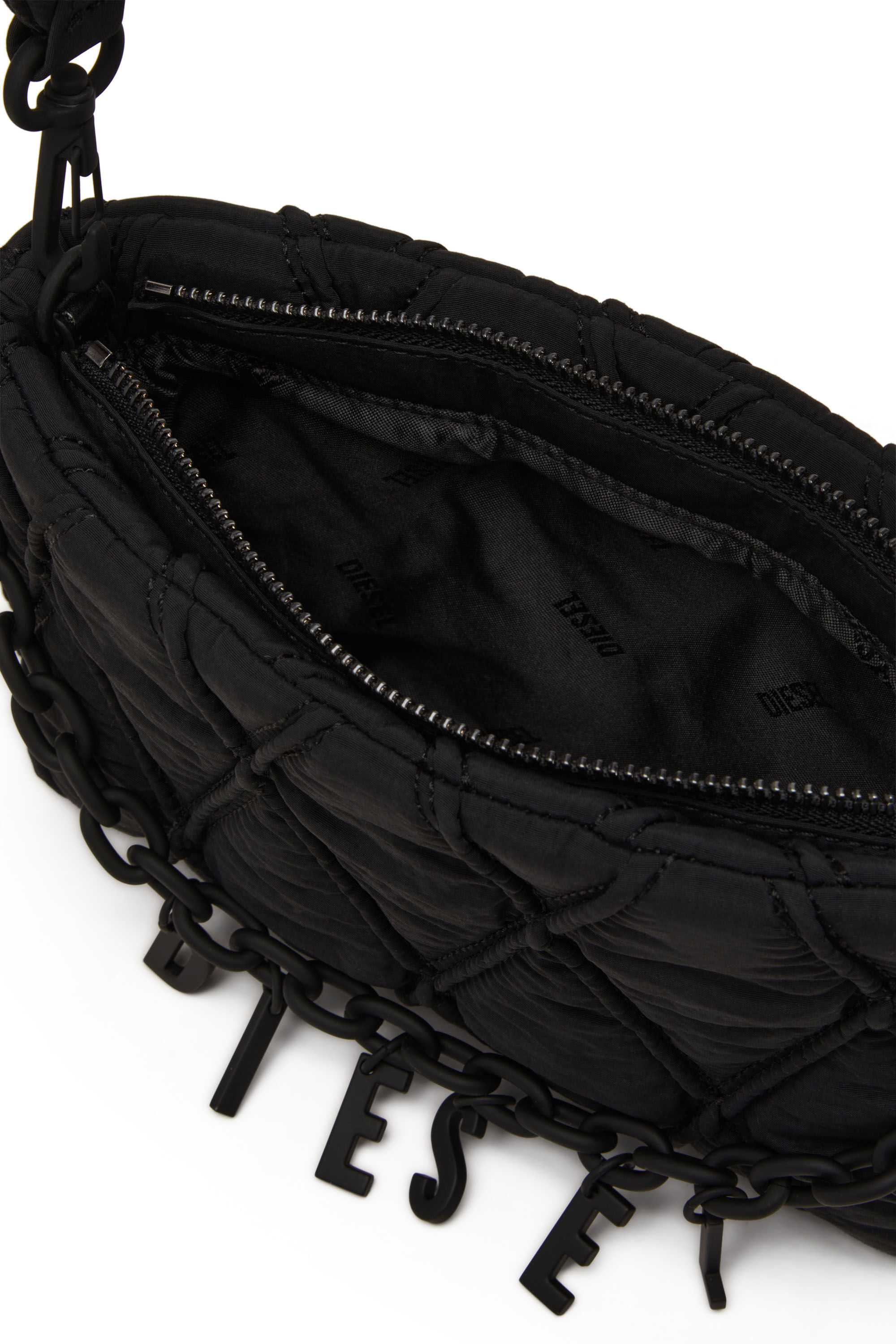 Diesel - CHARM-D POUCH, Woman's Pouch in quilted nylon in Black - 4
