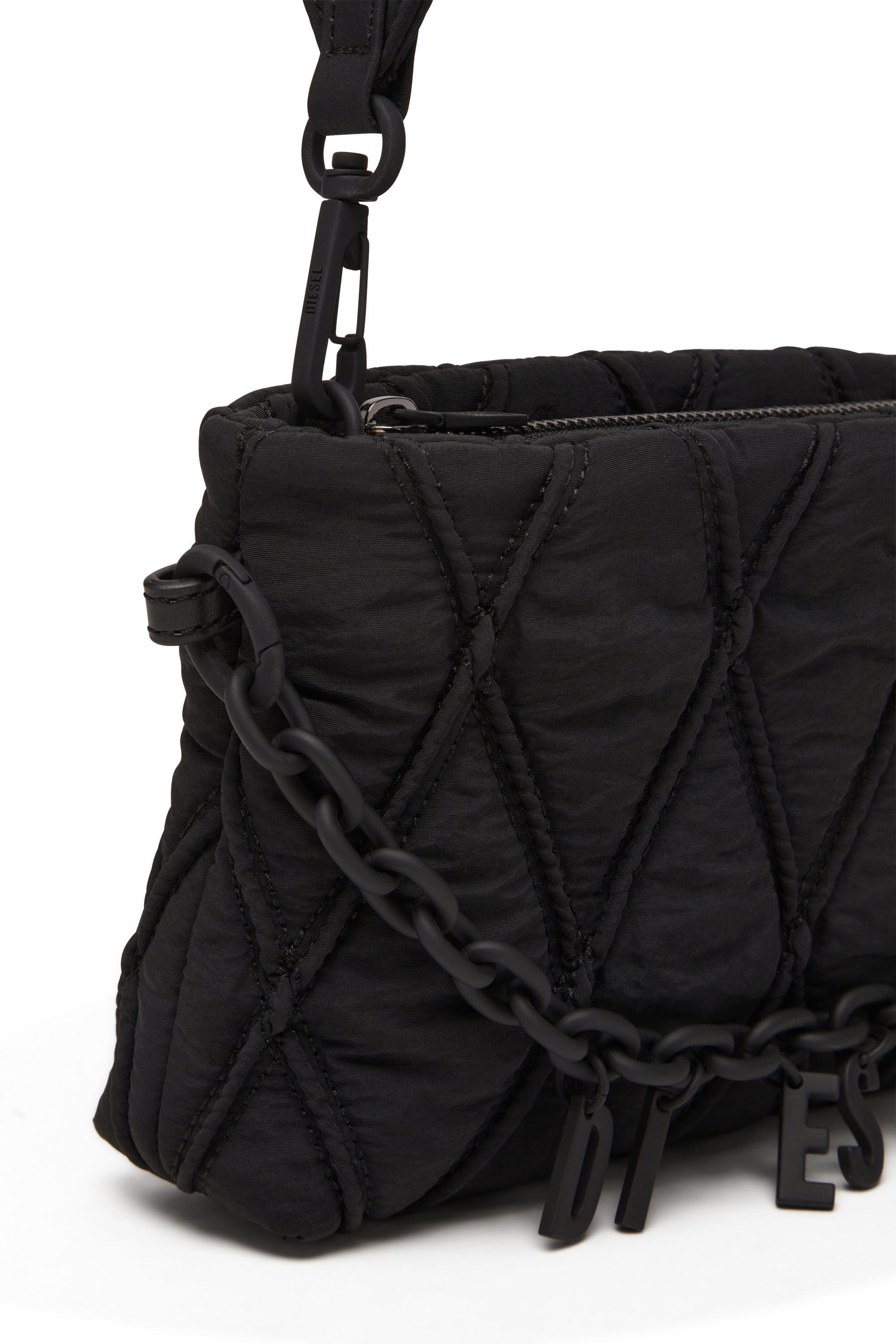 Diesel - CHARM-D POUCH, Woman's Pouch in quilted nylon in Black - 5