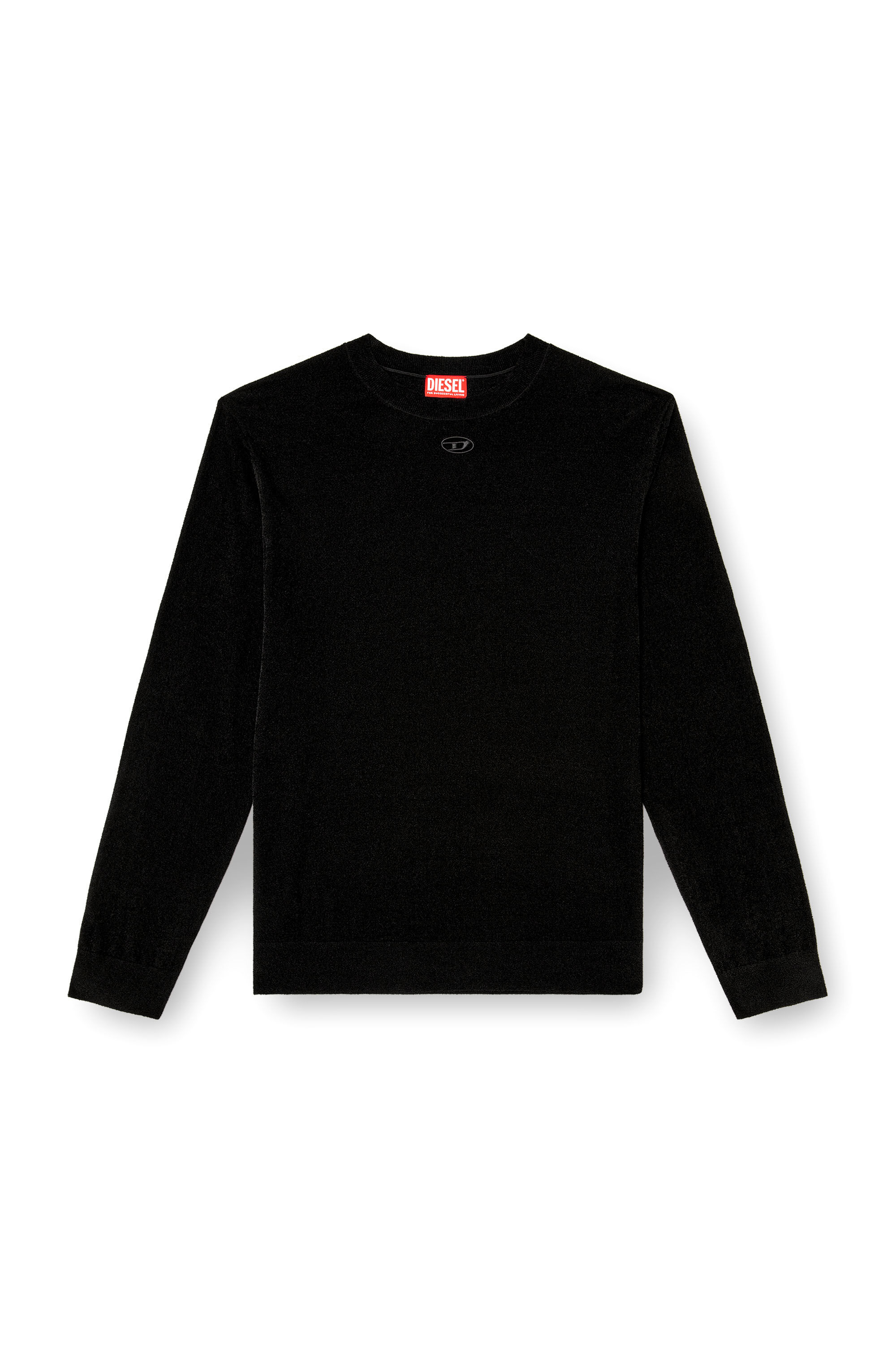 Diesel - K-CEVRO, Man's Chenille jumper with cut-out logo in Black - 2