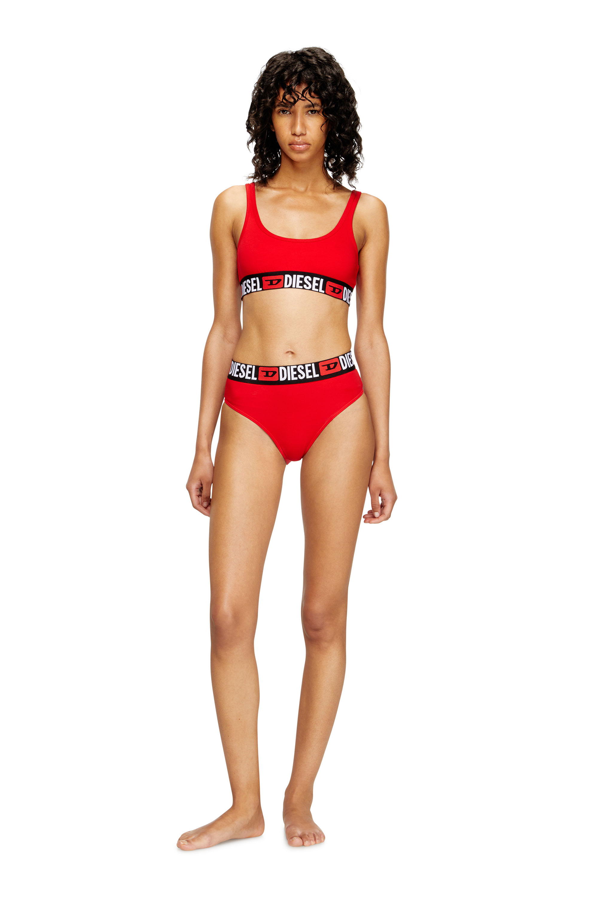Diesel - UFSB-ORIBA, Woman's Bralette with logo band in Red - 2