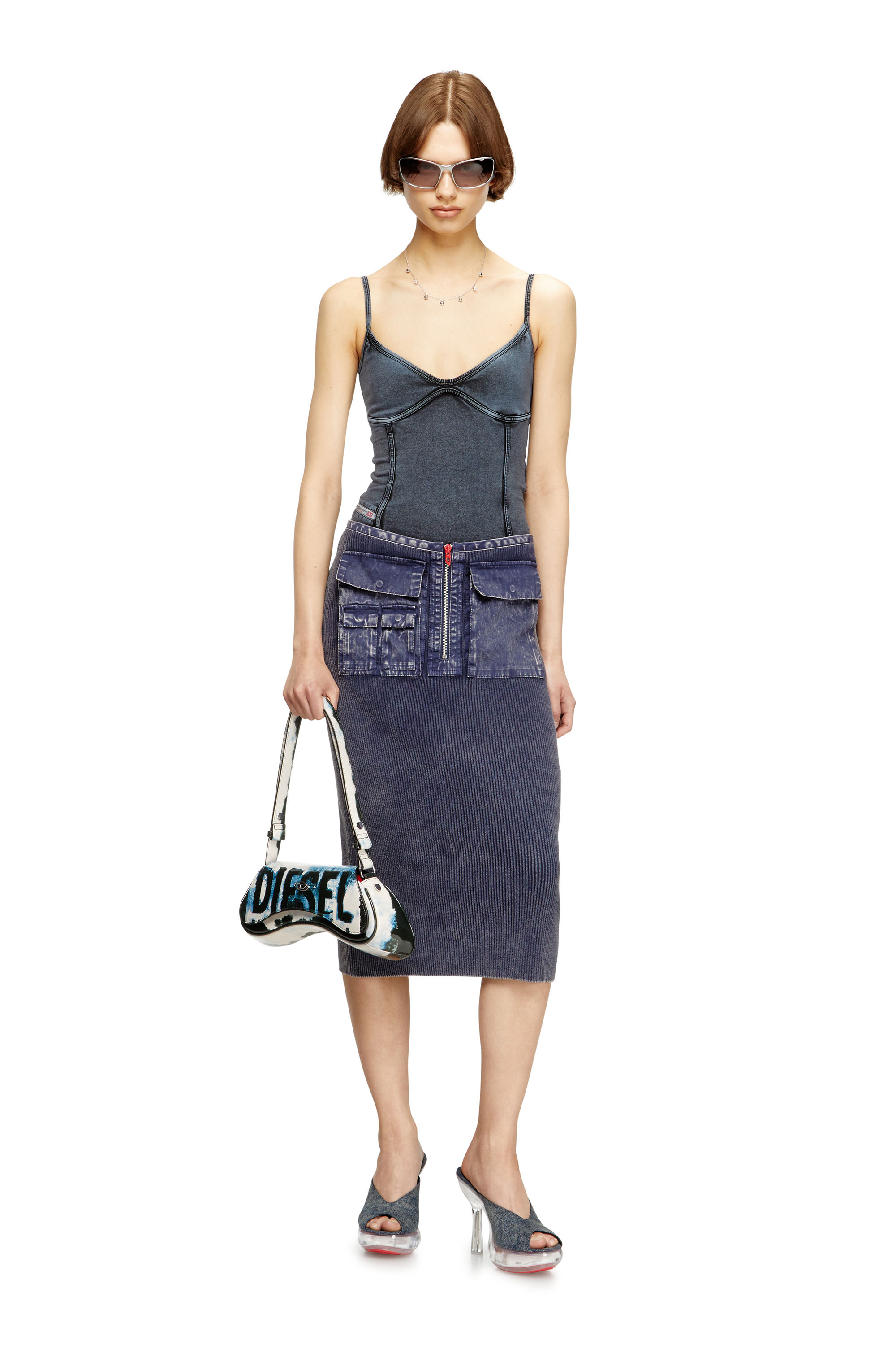 Diesel - PLAY CROSSBODY, Woman's Play-Shoulder bag in printed glossy PU in White/Black - 2